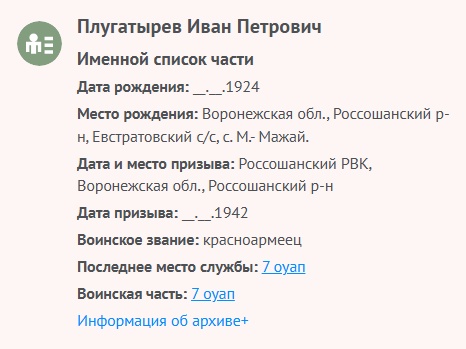 Плугатырев И. П. - Именной список части 01