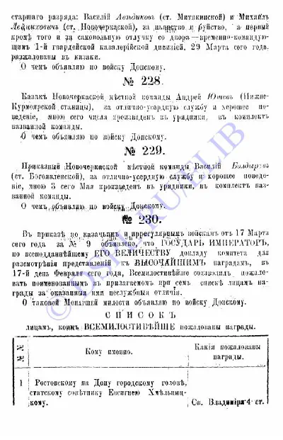 Приказы по Войску Донскому за 1894 год - №230 - стр 1